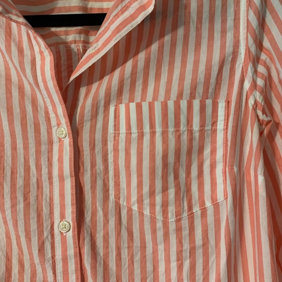 pink and white striped half sleeve button up - Picture 2 of 5